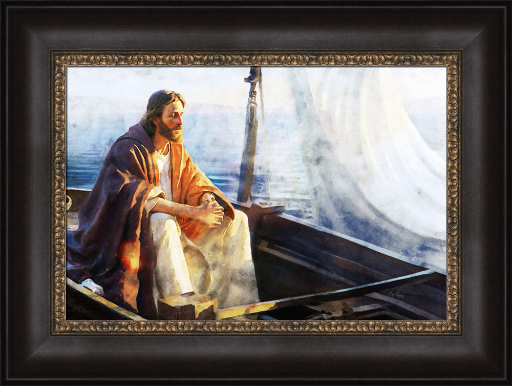 He Sat Down and Taught - framed giclee canvas