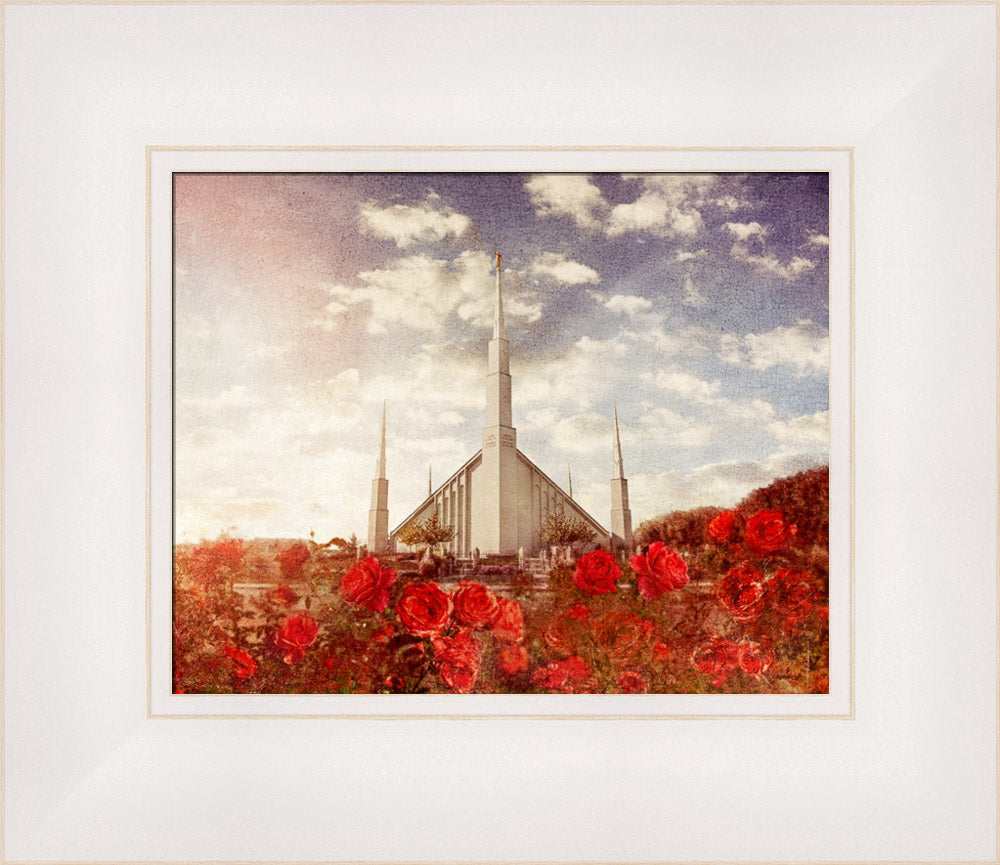 Boise Temple - Red Roses by Mandy Jane Williams