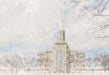 The St. Louis Missouri temple on a snowy winter day.