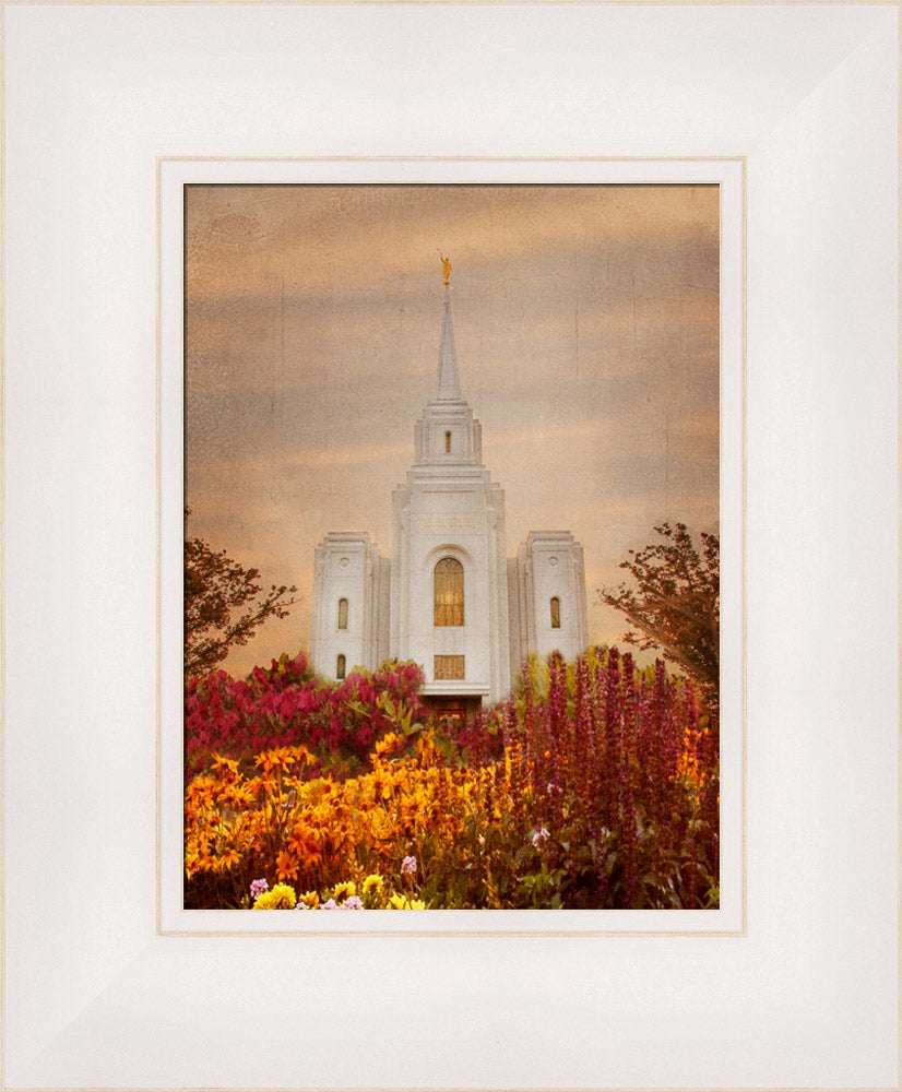 Brigham City Temple - Fall Flowers by Mandy Jane Williams