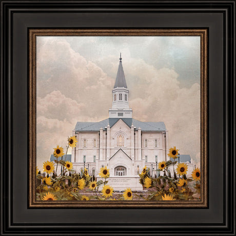 Taylorsville Utah Temple- Wild Sunflowers - framed giclee canvas