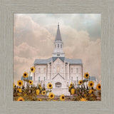 Taylorsville Utah Temple- Wild Sunflowers - framed giclee canvas