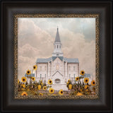 Taylorsville Utah Temple- Wild Sunflowers - framed giclee canvas