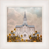 Taylorsville Utah Temple- Wild Sunflowers - framed giclee canvas