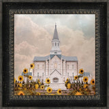 Taylorsville Utah Temple- Wild Sunflowers - framed giclee canvas