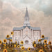 The Taylorsville Utah Temple with wild sunflowers.
