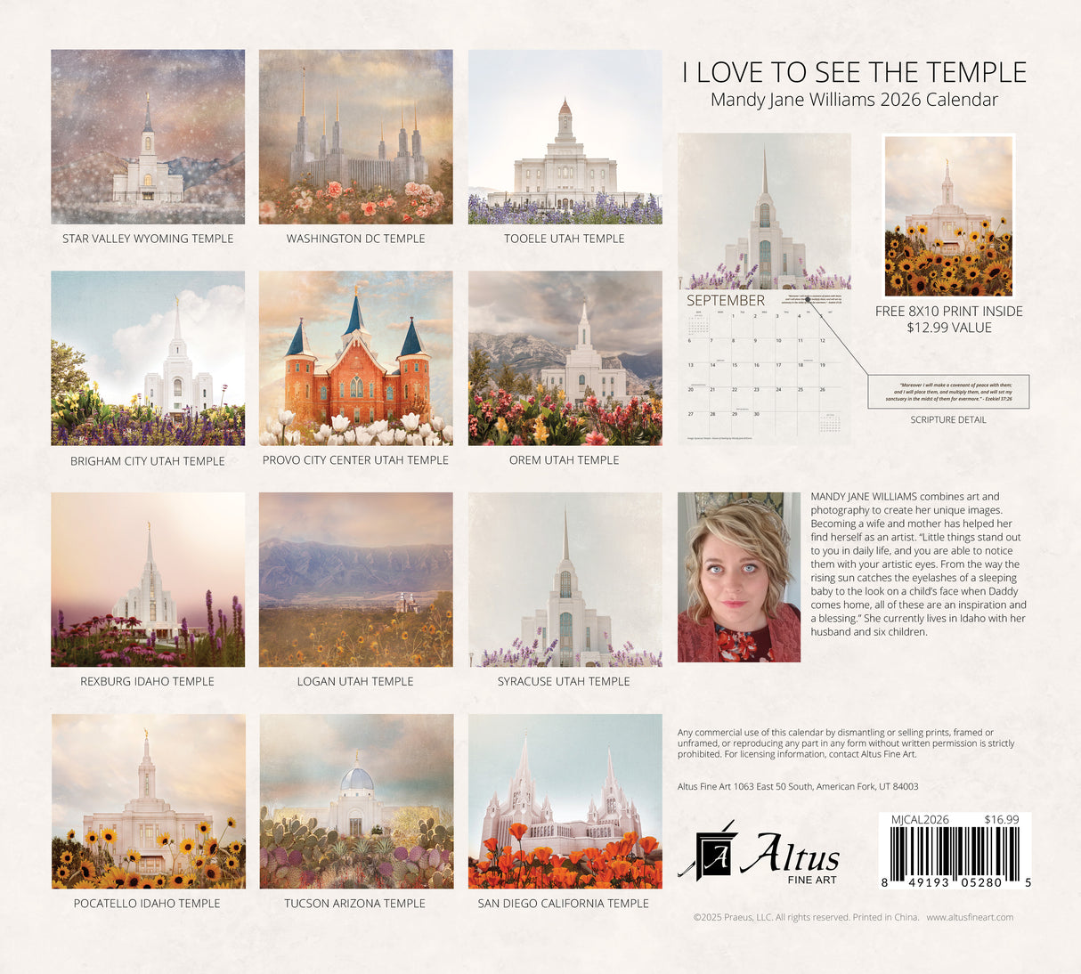 I Love to See the Temple Mandy Jane Williams 2026 Calendar