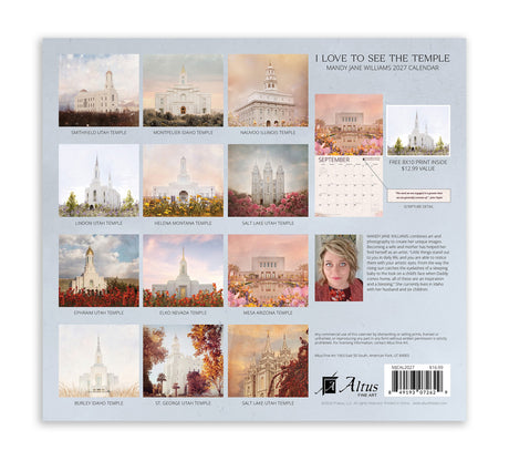 I Love to See the Temple Mandy Jane Williams 2027 Calendar