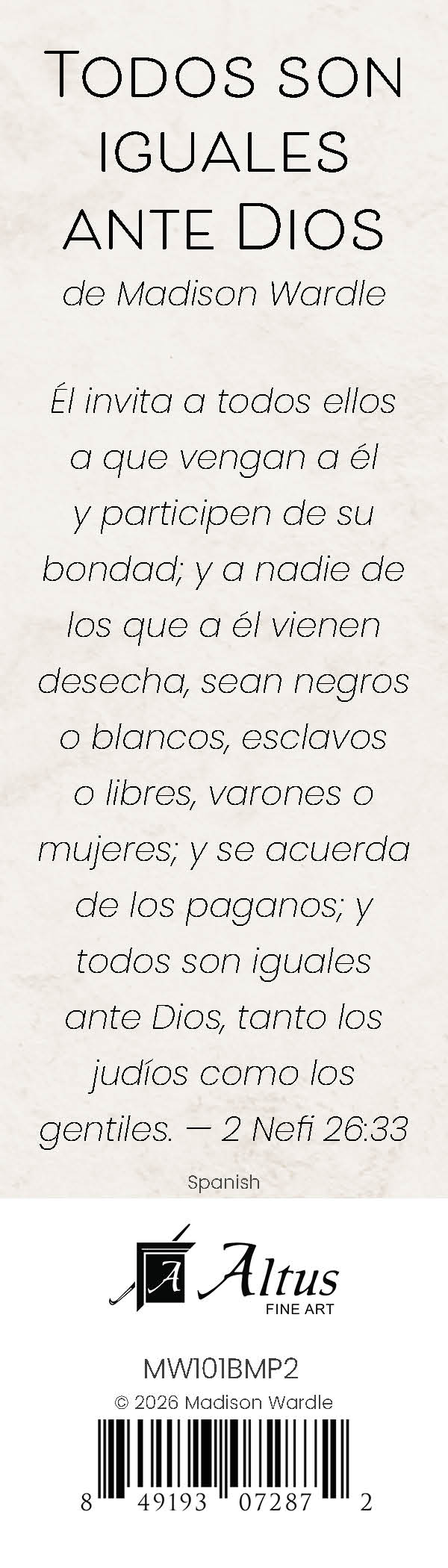 All Are Alike Unto God bookmark (Spanish)