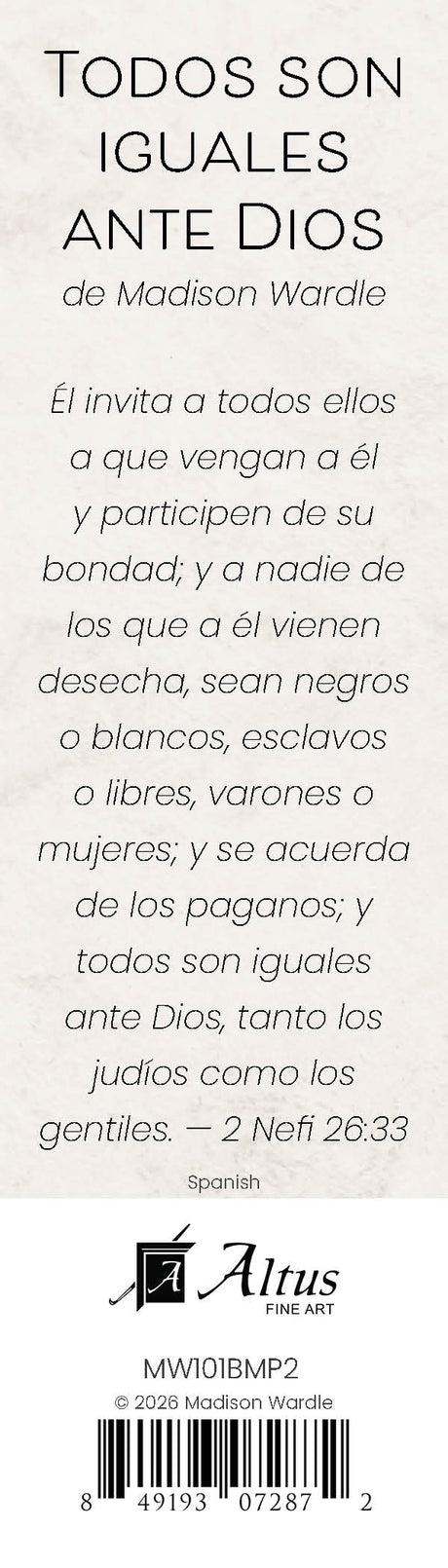 All Are Alike Unto God bookmark (Spanish)