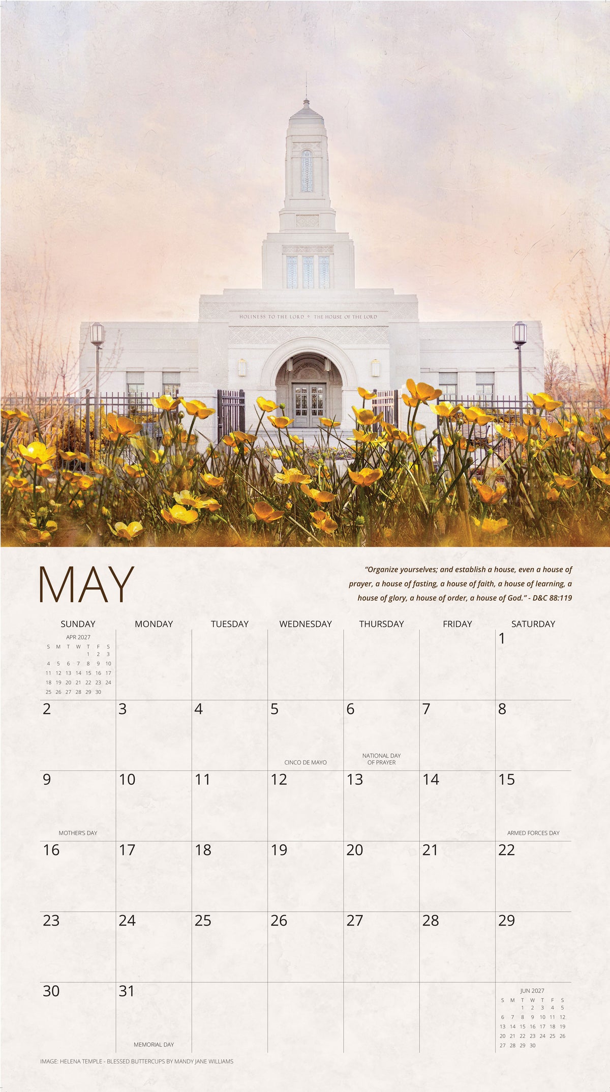 I Love to See the Temple Mandy Jane Williams 2027 Calendar