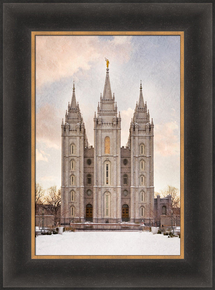 Salt Lake Temple - Textured Snow by Robert A Boyd
