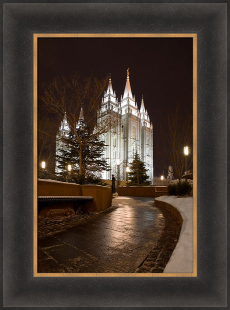 Salt Lake Temple - Snow Path by Robert A Boyd