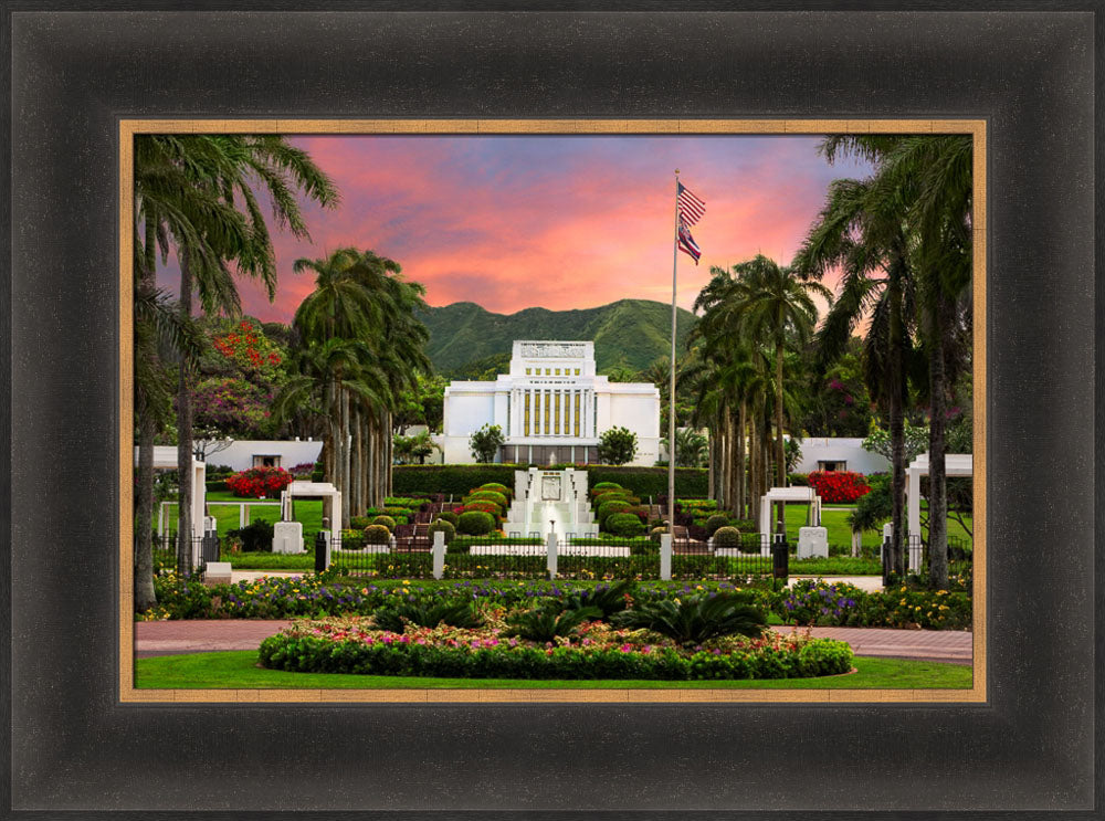 Laie Temple - Blossoming Spring by Robert A Boyd