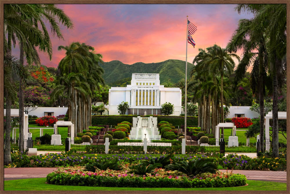 Laie Temple - Blossoming Spring by Robert A Boyd