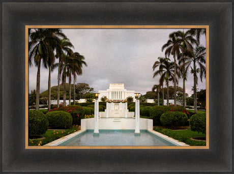 Laie Temple - Textured Sky by Robert A Boyd