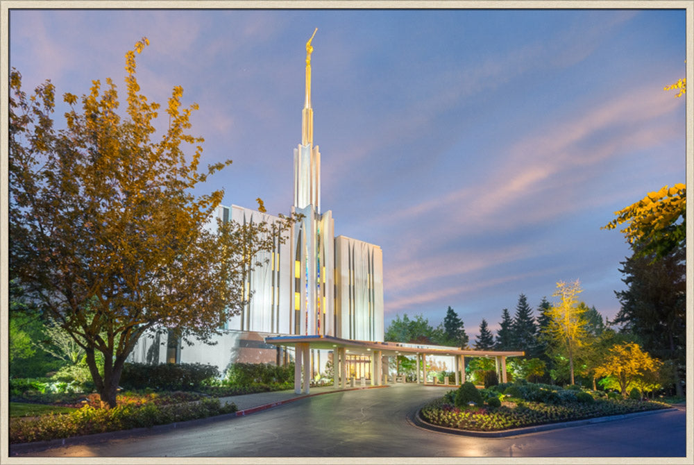 Seattle Temple - Evening Light by Robert A Boyd