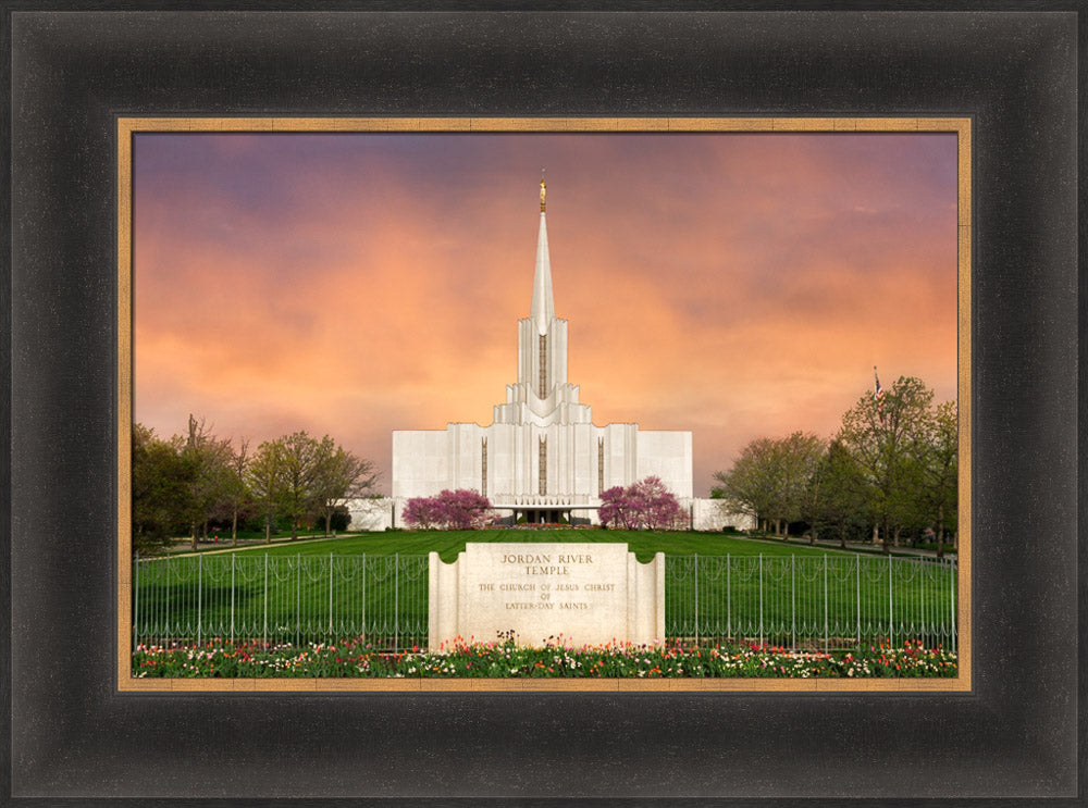 Jordan River Temple - Vibrant Sunrise Panoramic by Robert A Boyd