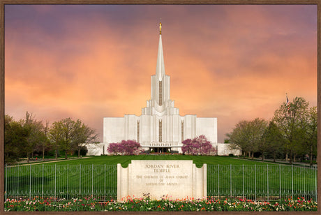 Jordan River Temple - Vibrant Sunrise Panoramic by Robert A Boyd