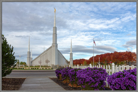 Boise Temple - Purple Flowers by Robert A Boyd