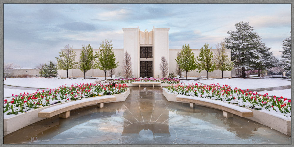 Denver Temple - Spring Snowstorm by Robert A Boyd