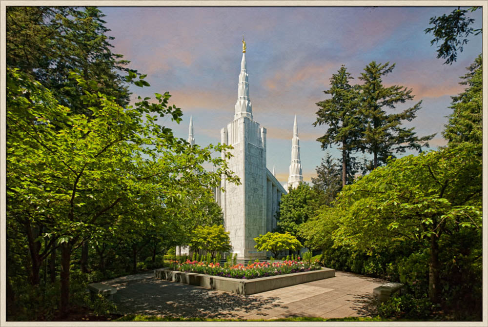 Portland Temple - Springtime by Robert A Boyd