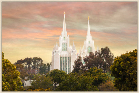 San Diego Temple - Yellow Skies by Robert A Boyd