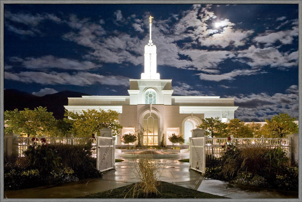 Mt Timpanogos Temple - Moonlight by Robert A Boyd