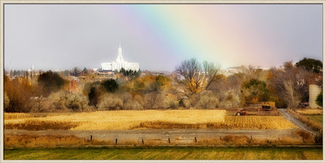 Mt Timpanogos Temple - Rainbow by Robert A Boyd