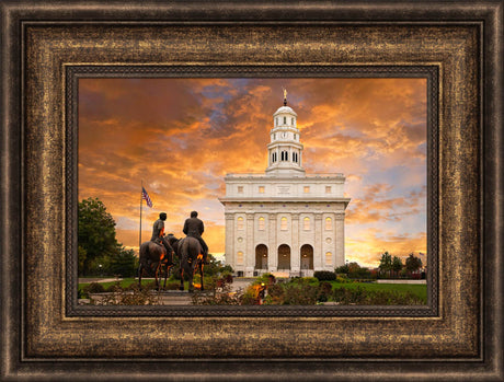 Nauvoo Temple - Sunrise with Joseph and Hyrum by Robert A Boyd - Art 12