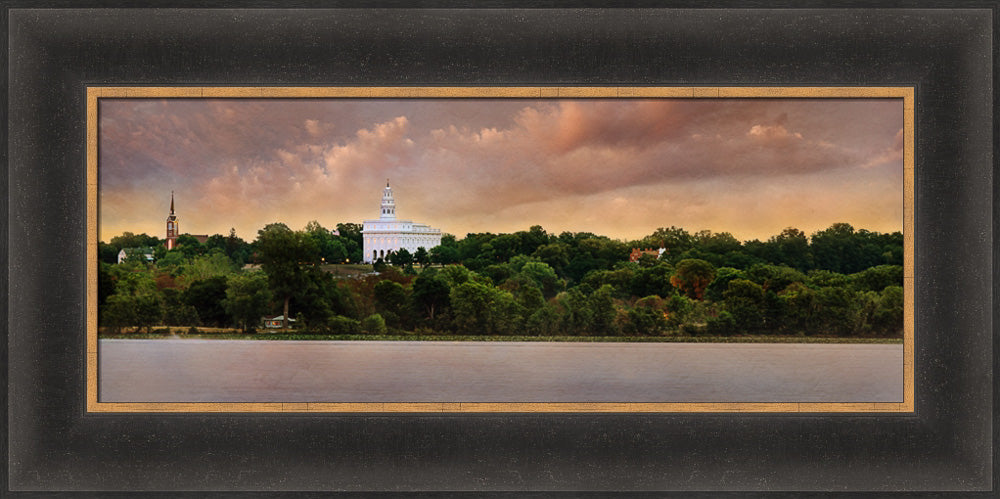 Nauvoo Temple - Across the Mississippi Panoramic by Robert A Boyd