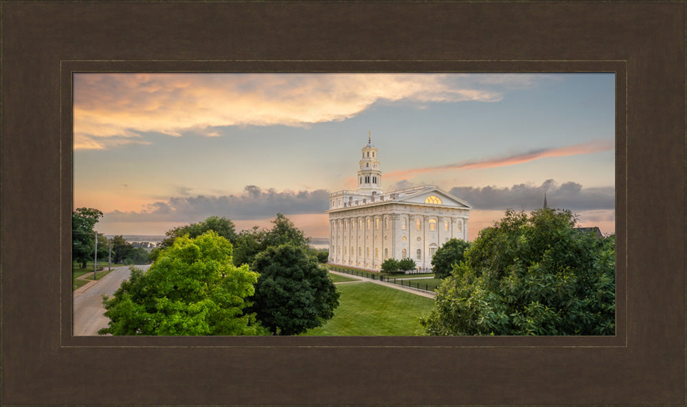 Nauvoo Illinois Temple - Looking West at Sunset by Robert A Boyd