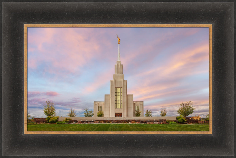 Twin Falls Temple - Evening Glow by Robert A Boyd