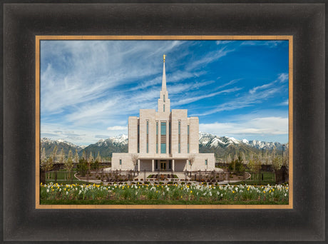 Oquirrh Mountain Temple - Spring Blossoms by Robert A Boyd