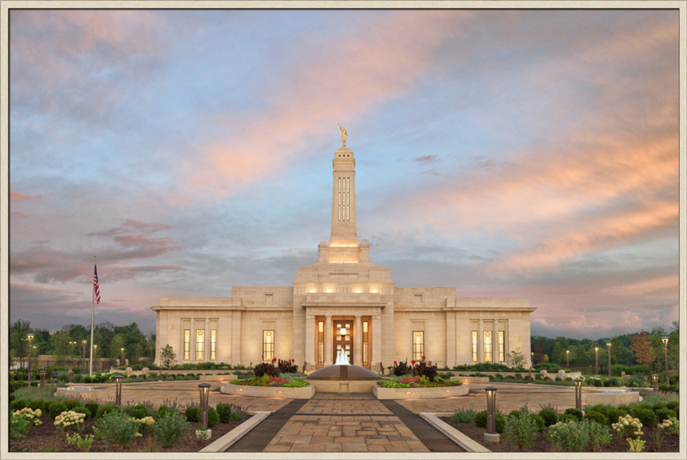 Indianapolis Temple - Sunrise Garden by Robert A Boyd