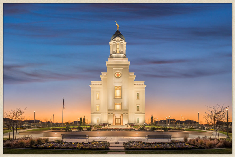 Cedar City Temple - Evening Glow by Robert A Boyd