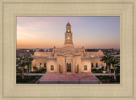 McAllen Temple- Sunset - framed giclee canvas