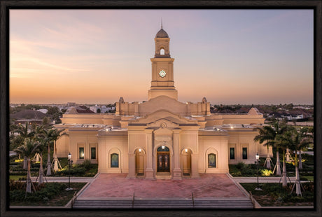 McAllen Temple- Sunset - framed giclee canvas