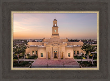 McAllen Temple- Sunset - framed giclee canvas