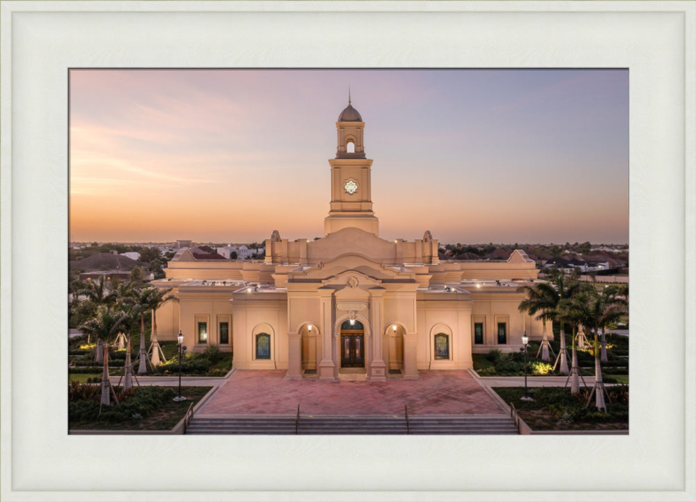 McAllen Temple- Sunset - framed giclee canvas