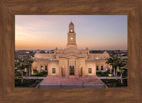 McAllen Temple- Sunset - framed giclee canvas