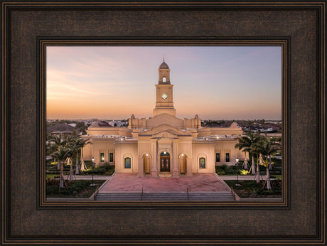 McAllen Temple- Sunset - framed giclee canvas