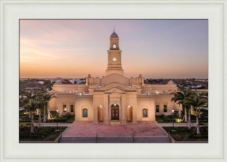 McAllen Temple- Sunset - framed giclee canvas