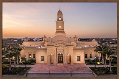 McAllen Temple- Sunset - framed giclee canvas