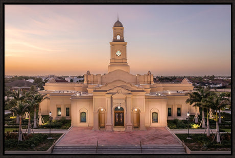 McAllen Temple- Sunset - framed giclee canvas