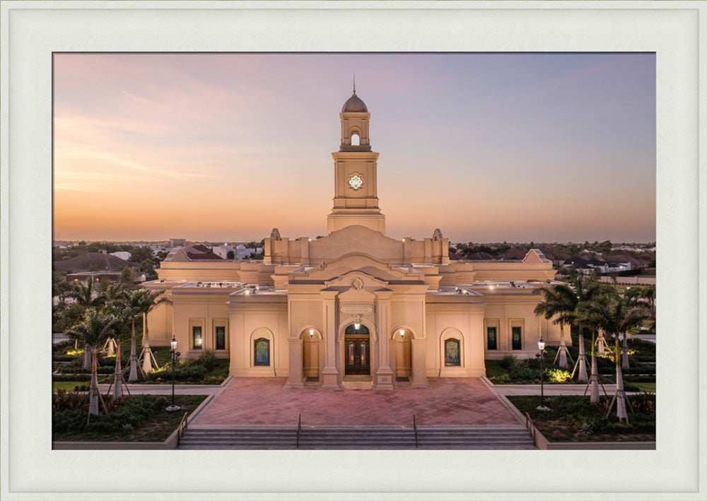 McAllen Temple- Sunset - framed giclee canvas