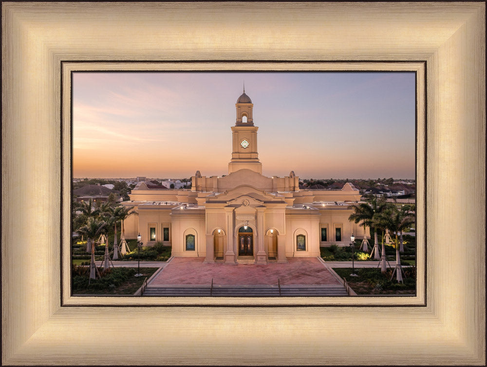 McAllen Temple- Sunset - framed giclee canvas