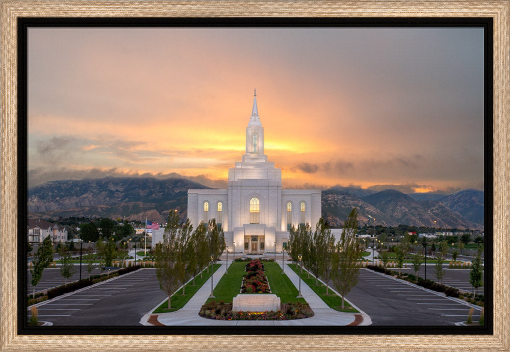 Orem Temple - Brightly Beams - framed giclee canvas