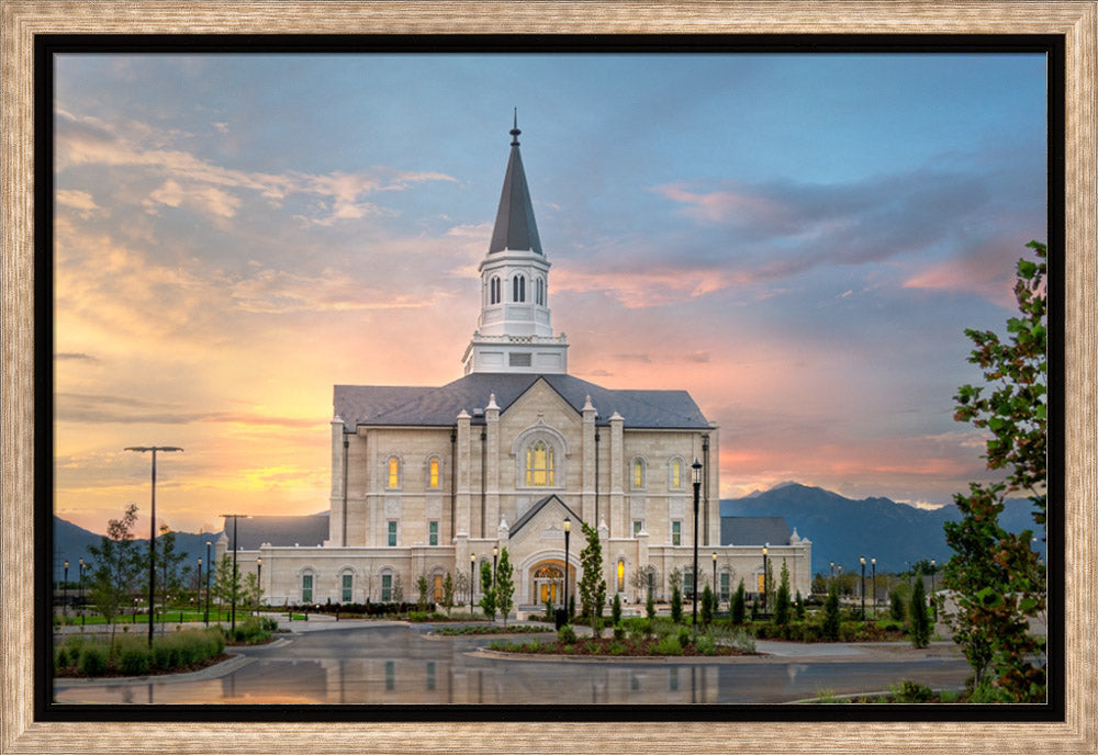 Taylorsville Temple - Covenant Path - framed giclee canvas