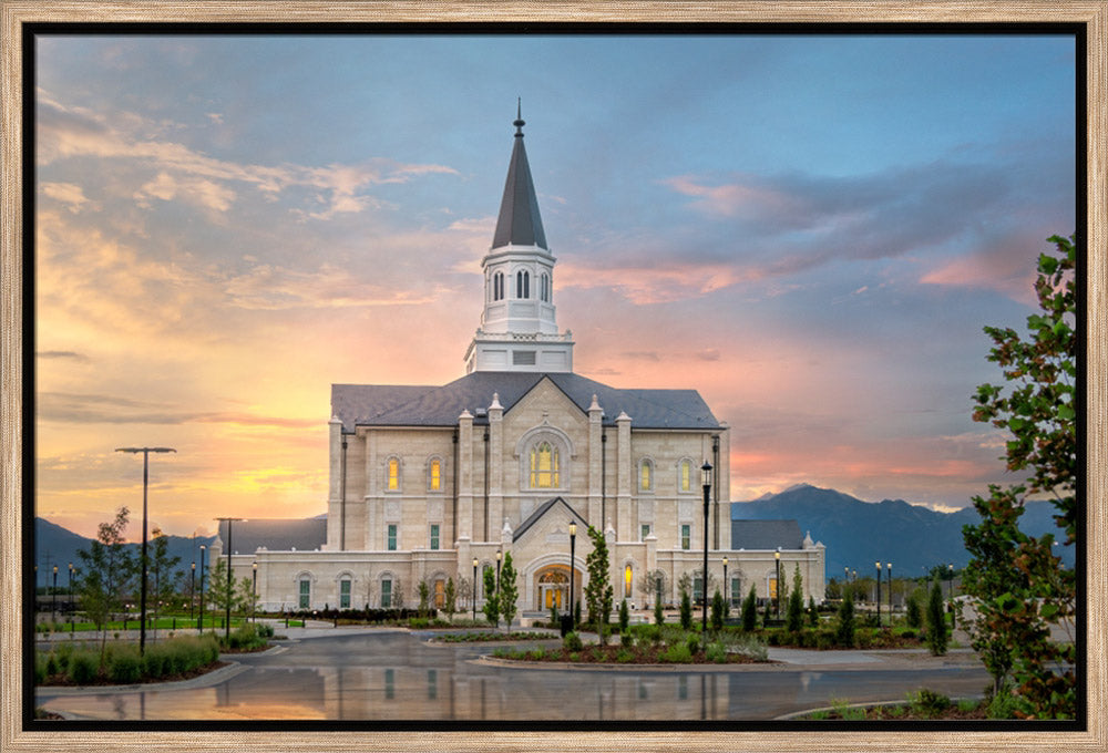 Taylorsville Temple - Covenant Path - framed giclee canvas